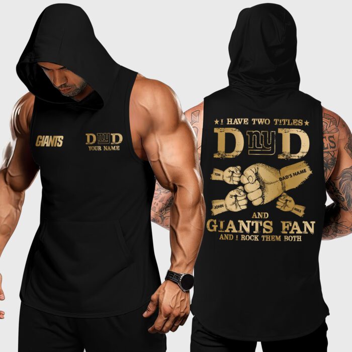 New York Giants NFL Men Workout Hoodie Tank Tops Custom Dads Name WHT1276